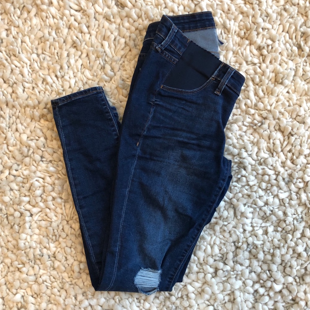 Old Navy Dark Distressed Skinny Maternity Jeans